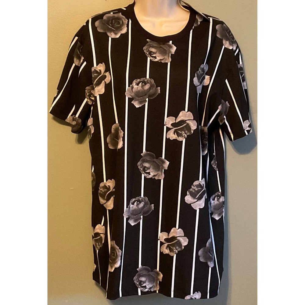 WOMENS KNOCKER BOCKER TOP VINTAGE DESIGN SZ. XL 100% COTTON GRAY ROSES
